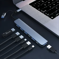 Hub USB-C con lector de tarjetas, doble puerto y carga