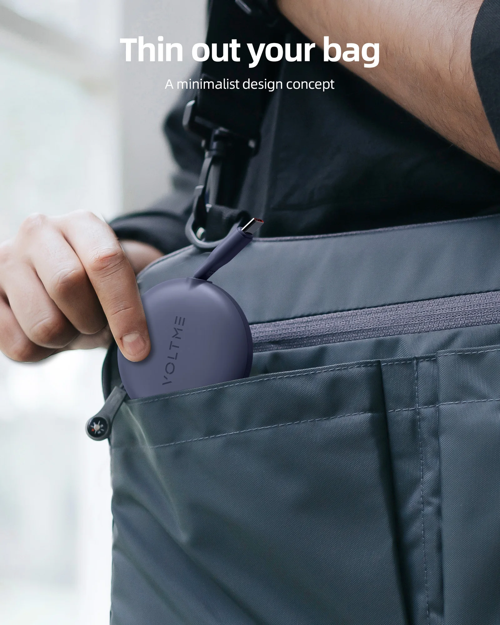 Cable VOLTME USB C retráctil USB C a USB C PD 100W Cable de carga rápida Cable cargador retráctil tipo C para iPhone 15 Pro Max - imagen 3