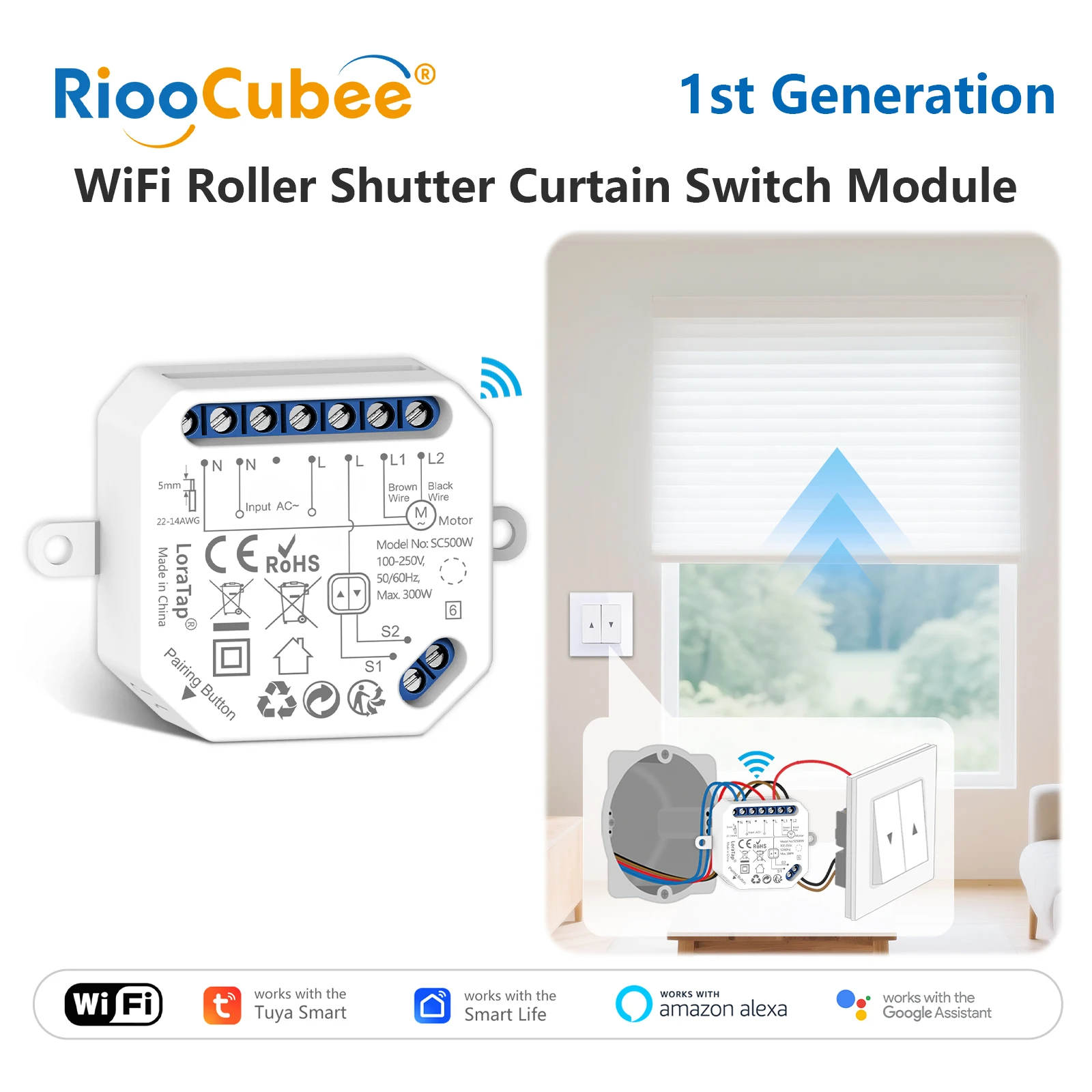 RiooCubee Tuya Smart Life, tragaluz inteligente, persianas, toldos motorizados, configuración de tiempo de ejecución, Control remoto a través del asistente de hogar Alexa
