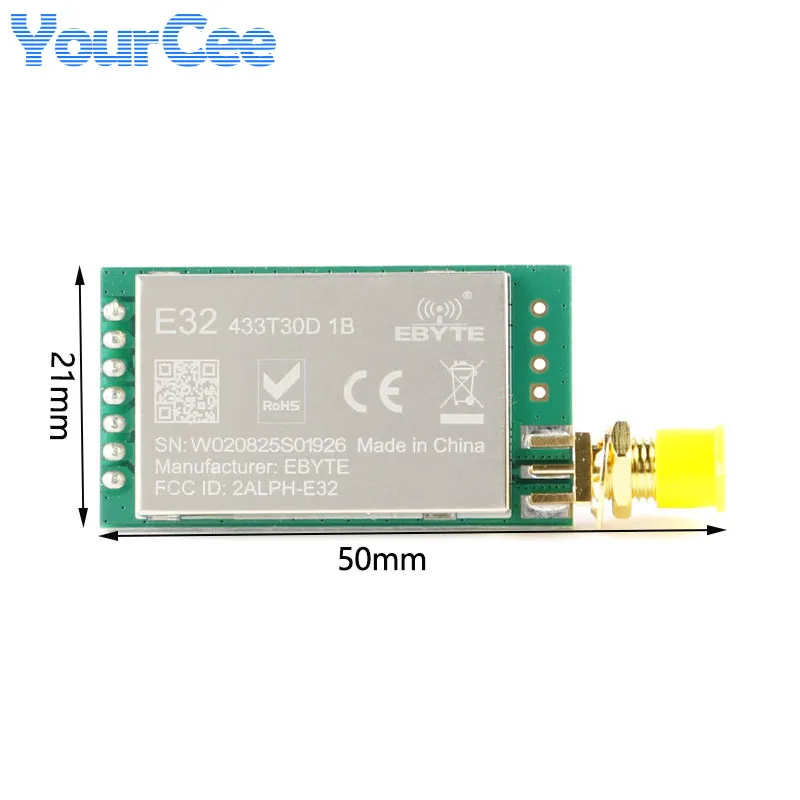 Módulo inalámbrico LoRa RF Wifi, E32-433T30D SX1278, 433MHZ, UART, 100mW, puerto serie, módulo TX RX, interfaz de antena de SMA-K - imagen 4