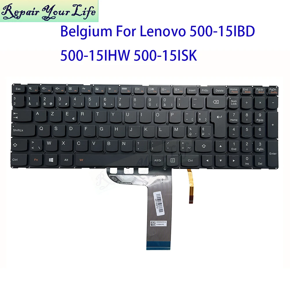 Teclado retroiluminado belga para Lenovo Yoga 500-15IBD 500-15IHW 500-15ISK Lenovo Flex 3-1570 3-1580 LCM14J5 AZERTY belga Teclado