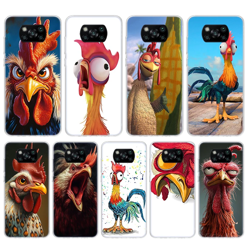 Funda de teléfono de silicona pollo gallina gallo para Xiaomi Poco X3 Nfc X5 X6 X7 F7 Ultra F6 F5 Pro M6 M5S X4 F4 GT M4 M3 F3 cubierta Poco X3