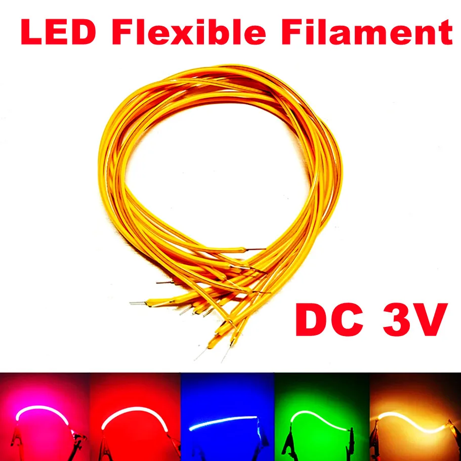 Filamento Flexible LED 40mm 60mm 80mm 95mm 130mm 145mm 185mm 260mm 300mm DC3V piezas de lámpara de bombilla Edison diodo LED COB decorativo DIY
