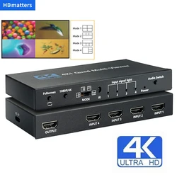 Multivisor HDMI 4K 4x1 – Conmutador, Mando Remoto y Escalador