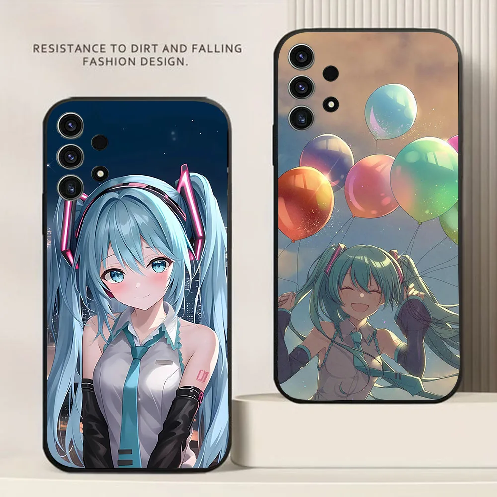 BD-32 Hatsune Mikus funda negra para Samsung A13 A52S A73 A72 A52 A33 A32 S22 Ultra Plus - imagen 4