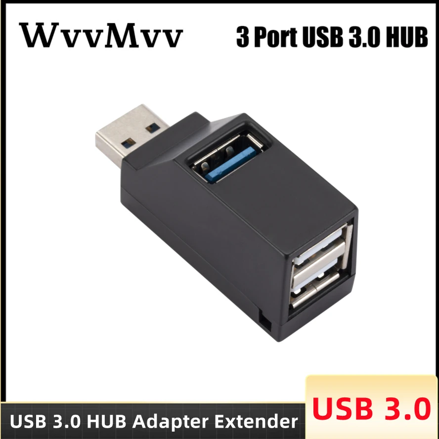 Extensor de adaptador HUB USB 3,0, Mini caja divisora, 3 puertos USB 2,0 de alta velocidad para PC, portátil, lector de tarjetas de disco U, convertidor USB de acoplamiento