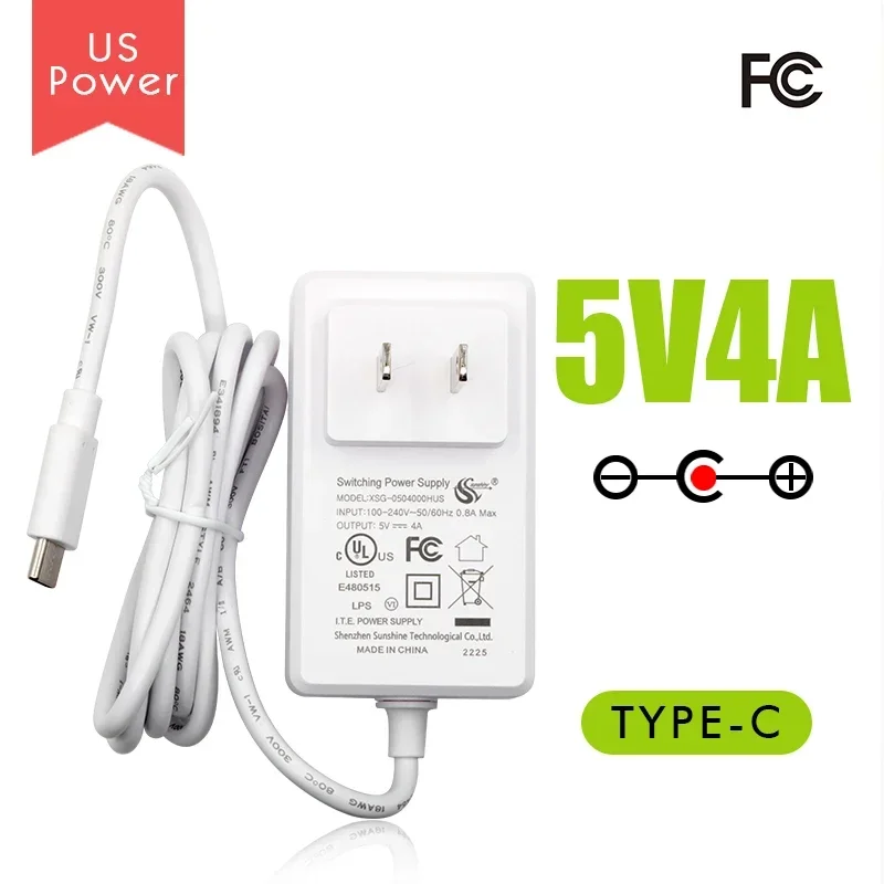 Fuente de alimentación Orange Pi 5V4A EU/US Type-C para OPi (5/5B/ Plus/4 LTS/800)