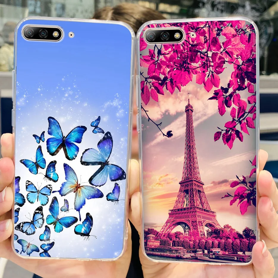 Funda de silicona blanda para teléfono Huawei Y7 Pro 2018, carcasa pintada de mariposa Y gato bonito de 5,99 pulgadas, parachoques para Y7 Prime 2018 Y 7 - imagen 3