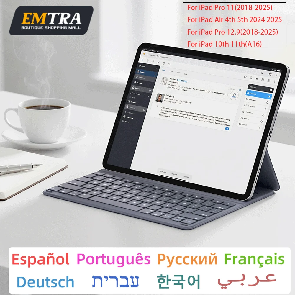 Teclado mágico para IPad 10. ° 11. ° 2025 Air 13 12,9 10,9 11 pulgadas teclado inalámbrico Bluetooth para IPad Pro Air 4 soporte de funda magnética - imagen 2
