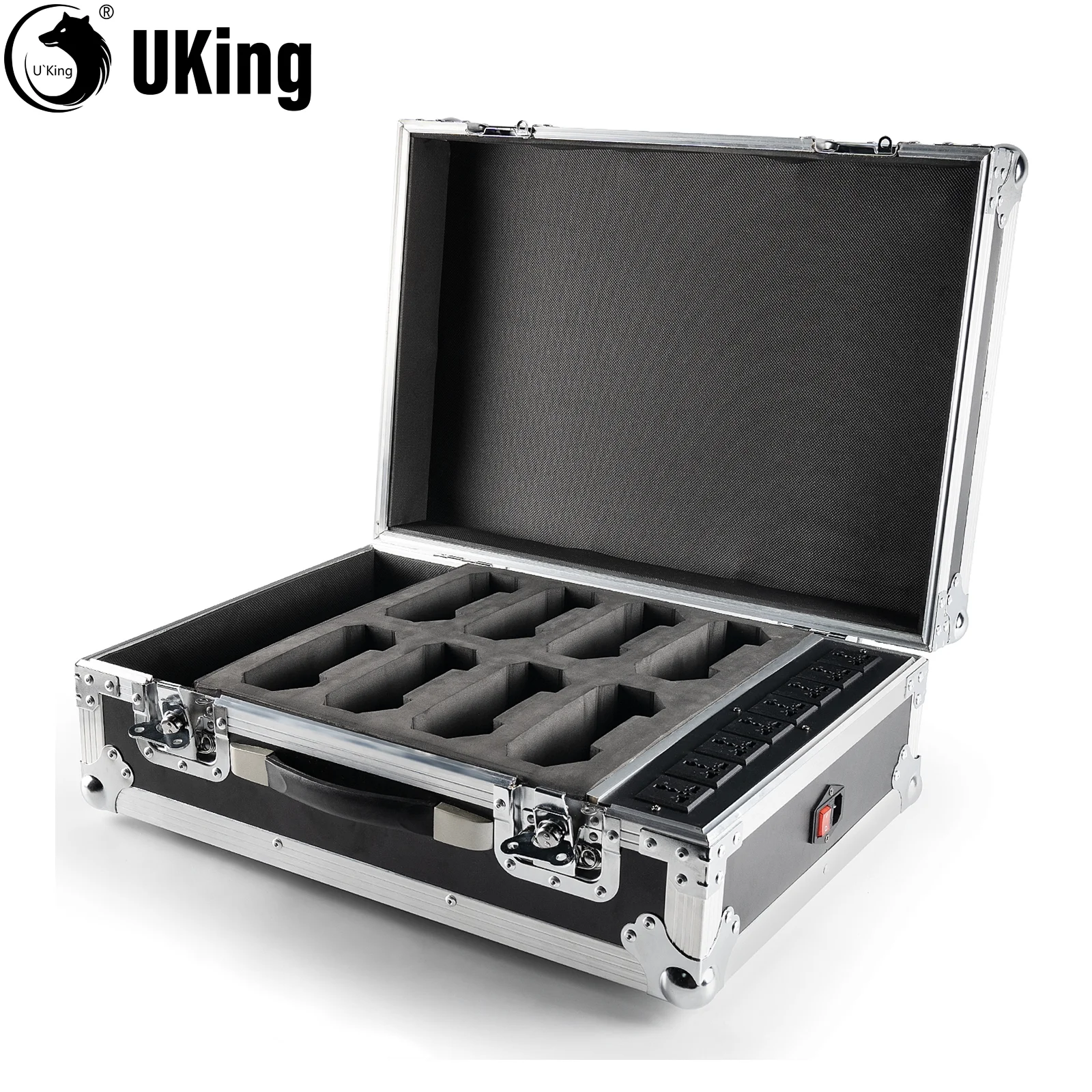 U'King negro recargable Gator Airlinecase PE acolchado interno maleta de vuelo personalizada para 8 Uds Mini luces Par LED recargables - imagen 2