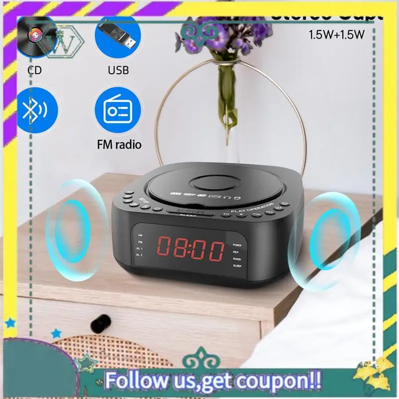 Nuevo reproductor de DVD portátil, despertador FM, Altavoz Bluetooth, reproductor de música, reproductor de CD para el hogar, enchufe del Reino Unido - imagen 4