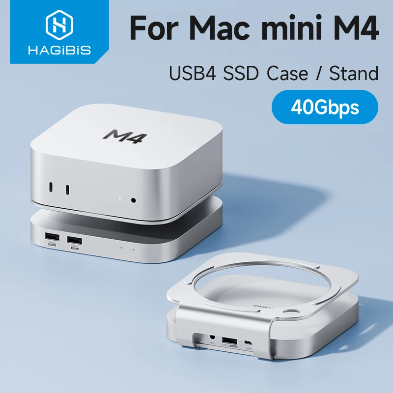 Hagibis USB C Hub con carcasa de disco duro USB4 40Gbps M.2 NVMe SSD funda USB 2,0 para Mac mini M4/M4 Pro estación de acoplamiento con soporte - imagen 2