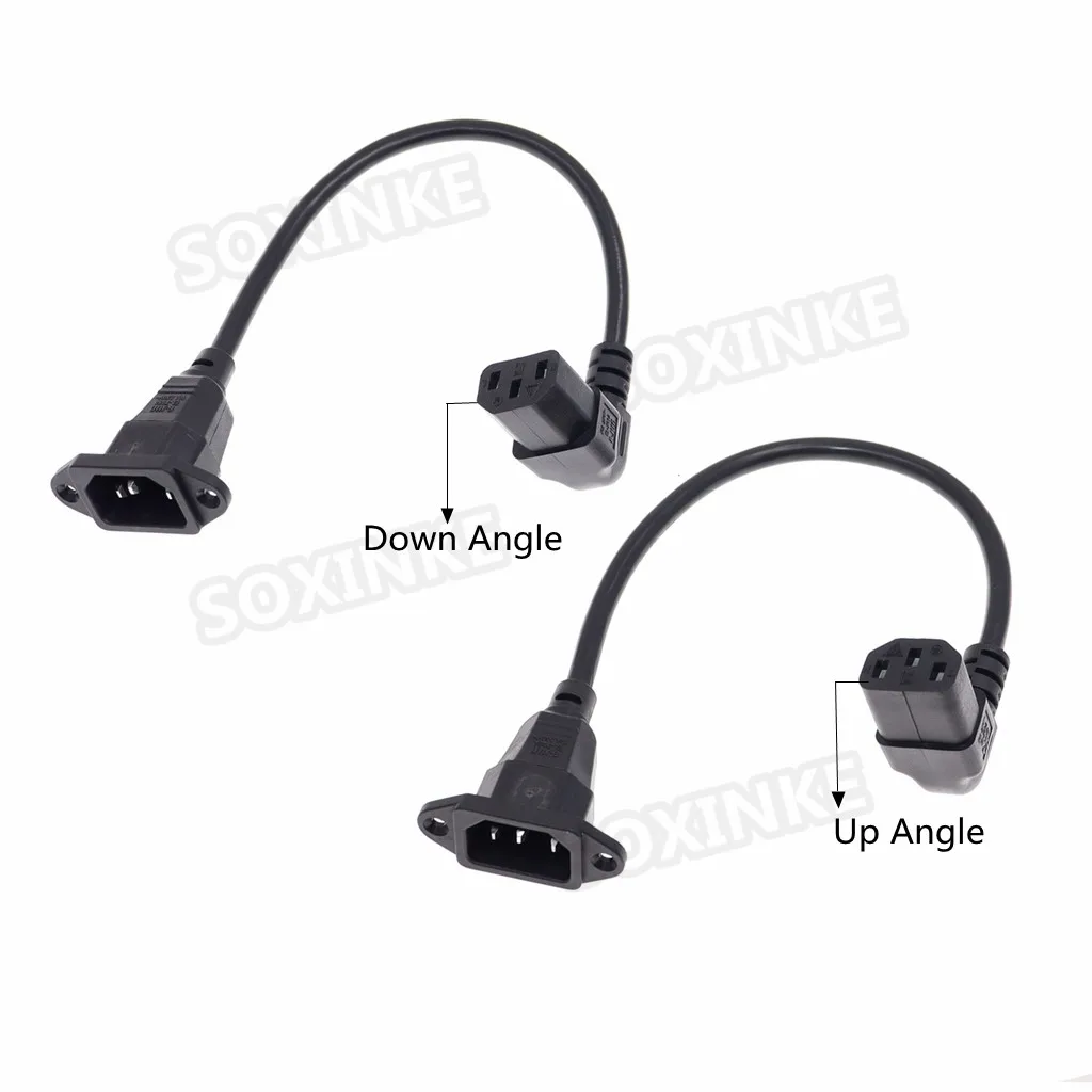 Cable de extensión adaptador de orificios de tornillo, 90 grados, C13 hembra a C14 macho, IEC320, C14 a C13, cable de alimentación de CA en ángulo hacia arriba y hacia abajo - imagen 4