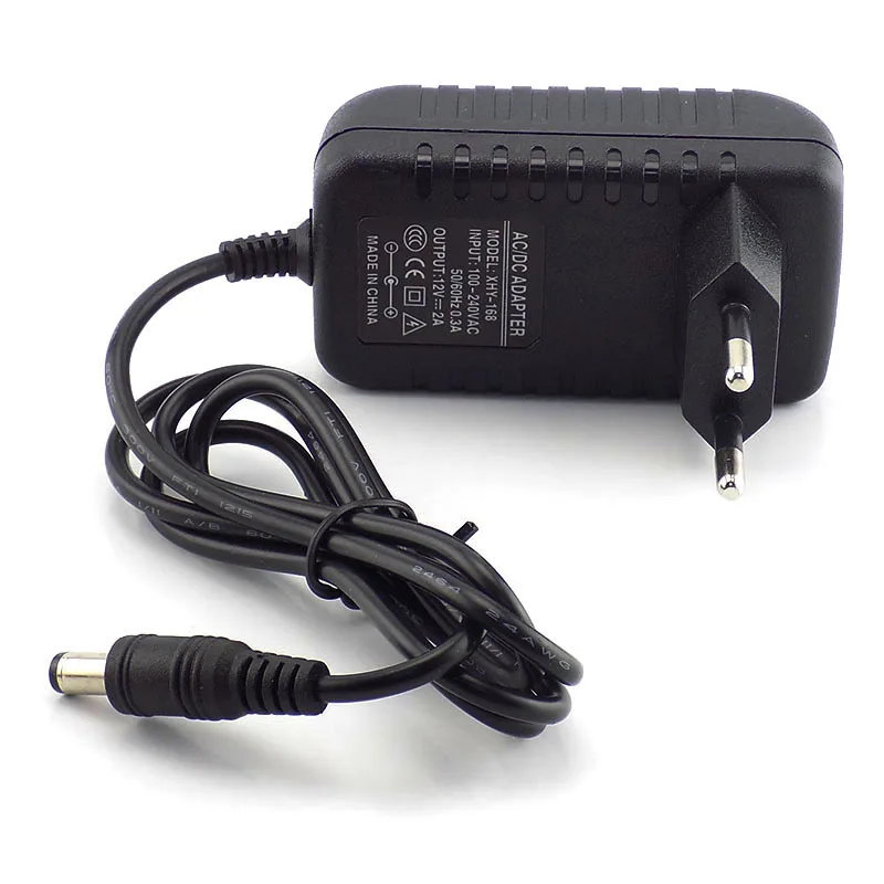 Enchufe europeo DC 12V 2A fuente de alimentación conmutada AC110V ~ 220V 2000ma adaptador LED para cámara CCTV enrutador A7