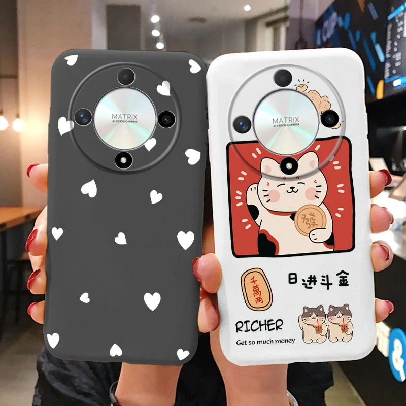 Funda bonita de gato para Honor X9b, carcasa trasera de silicona suave, carcasa de dibujos animados pintada, funda para Honor X9b, bolsa Coque - imagen 2