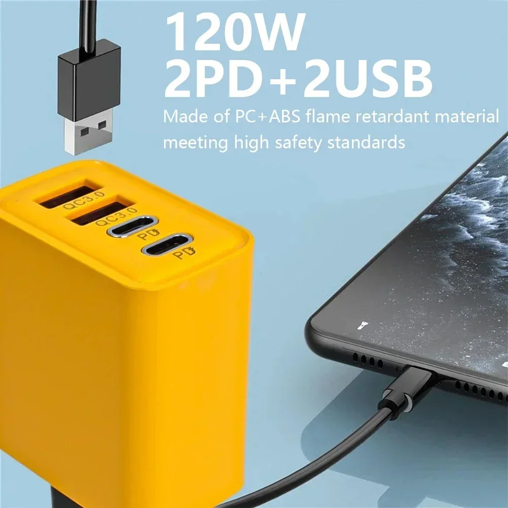Cargador súper rápido de 120W tipo C PD cargador de carga rápida enchufe UE/EE. UU. Adaptador de cargador USB 3,0 de carga rápida para iPhone Samsung nuevo - imagen 3