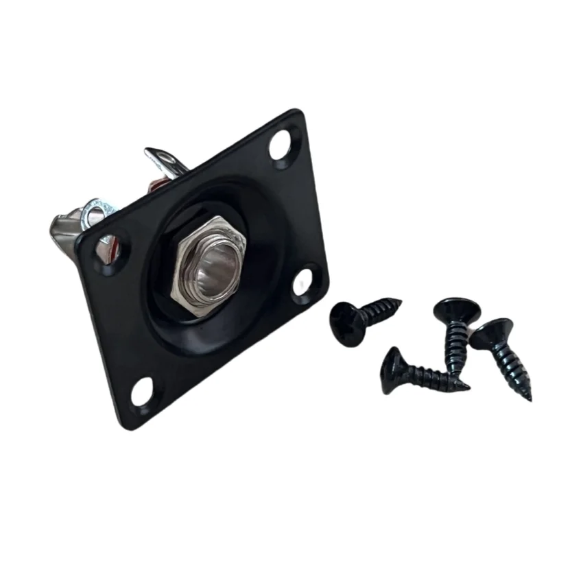Placa de conector de estilo cuadrado para guitarra y bajo, conector de entrada de salida 1/4 para piezas y accesorios de guitarra eléctrica, plateado/negro, 2 uds. - imagen 5