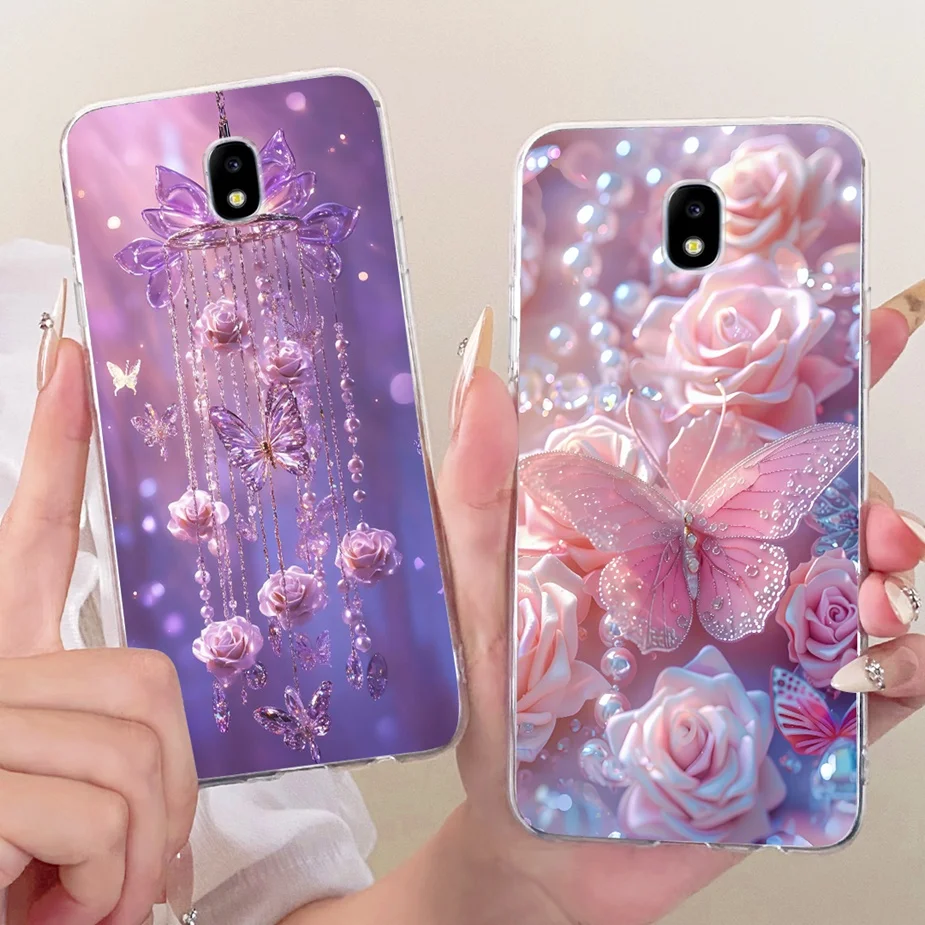 Para Samsung Galaxy J7 Pro J5 2017 funda de lujo con pintura de mariposa funda de teléfono suave y delgada para Samsung J7 2017 J7Pro Fundas bolsas - imagen 3
