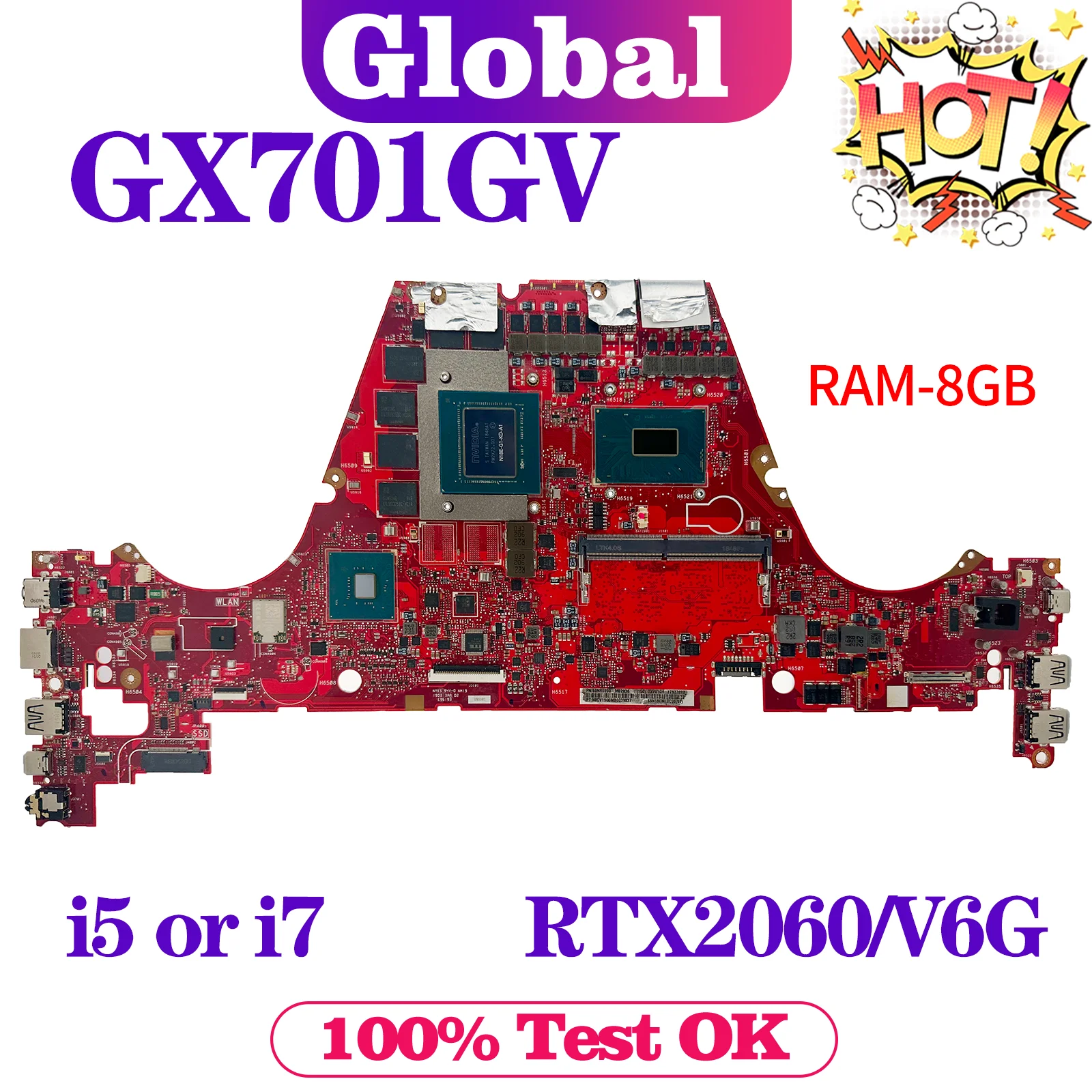Mainboard GX701GX GX701GV GX701GVR GX701GW GX701GWR GX701GXR GX701GXH For ASUS Laptop Motherboard i5 i7 V6G V8G RAM 8GB 16G - imagen 3