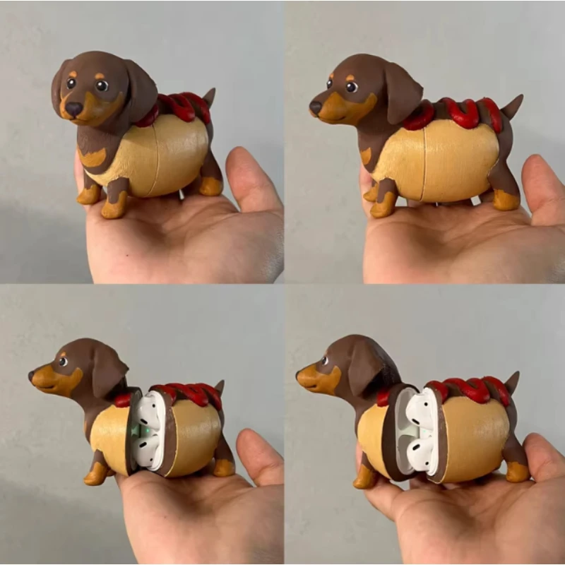 Funda bonita para auriculares con diseño de cachorro salchicha para Airpods Pro1 2, decoración personalizada con estampado 3D Pla, funda original para auriculares AirPods1/2/3 - imagen 4