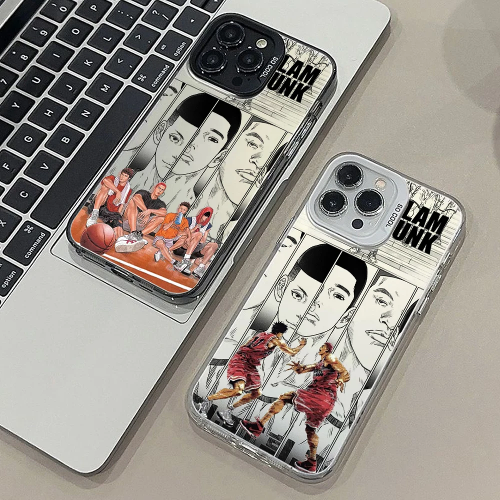 Funda de teléfono de color plateado mate de Anime Slam Dunk para Apple iPhone 15, 14, 13, 12, 11, X, XS, XR, 8, 7 Plus, Pro Max - imagen 2