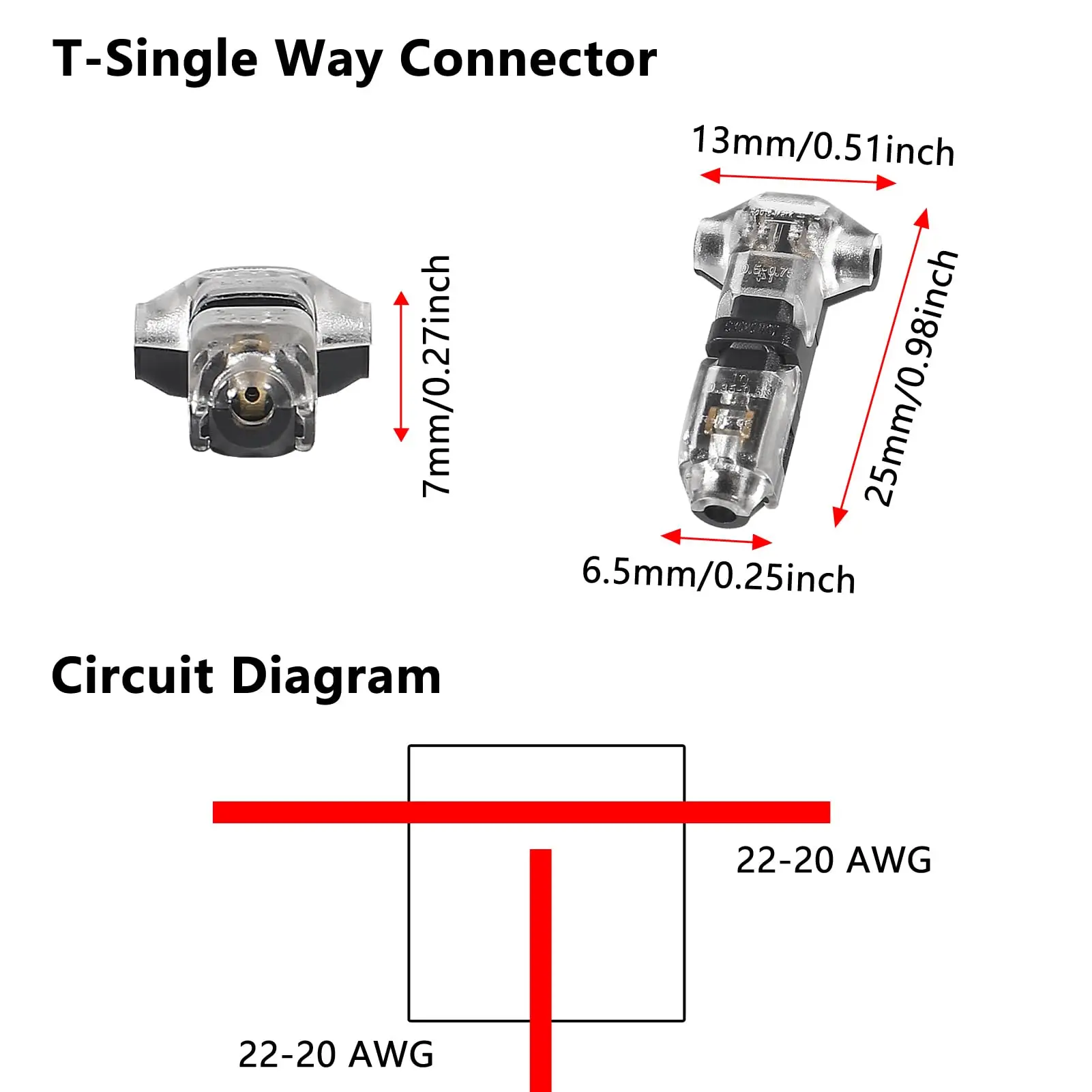 Conector de cable tipo T de 10/20 piezas, conectores de cable de grifo en T de 1 Pin y 2 pines, conectores de empalme de cable, conectores de cable de 2 vías sin pelar - imagen 2