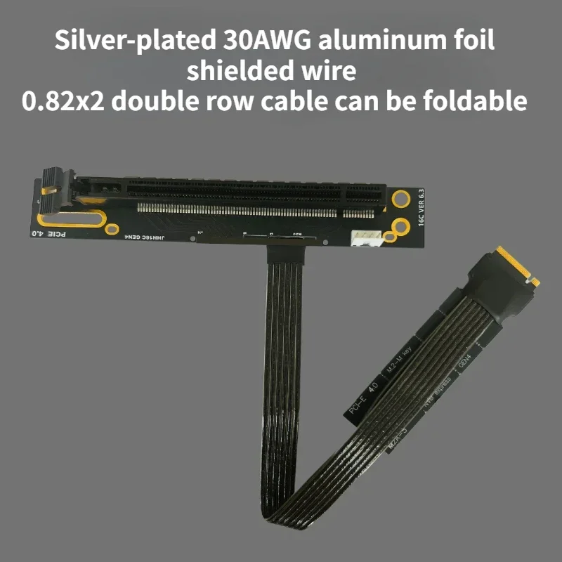 64Gbps de alta velocidad PCIe 4,0 X4 90 PCI-E en ángulo 16X a M2 M.2 M-Key Key M SSD Cable elevador Gen4/3 GPU extensor de placa base es CPU - imagen 3
