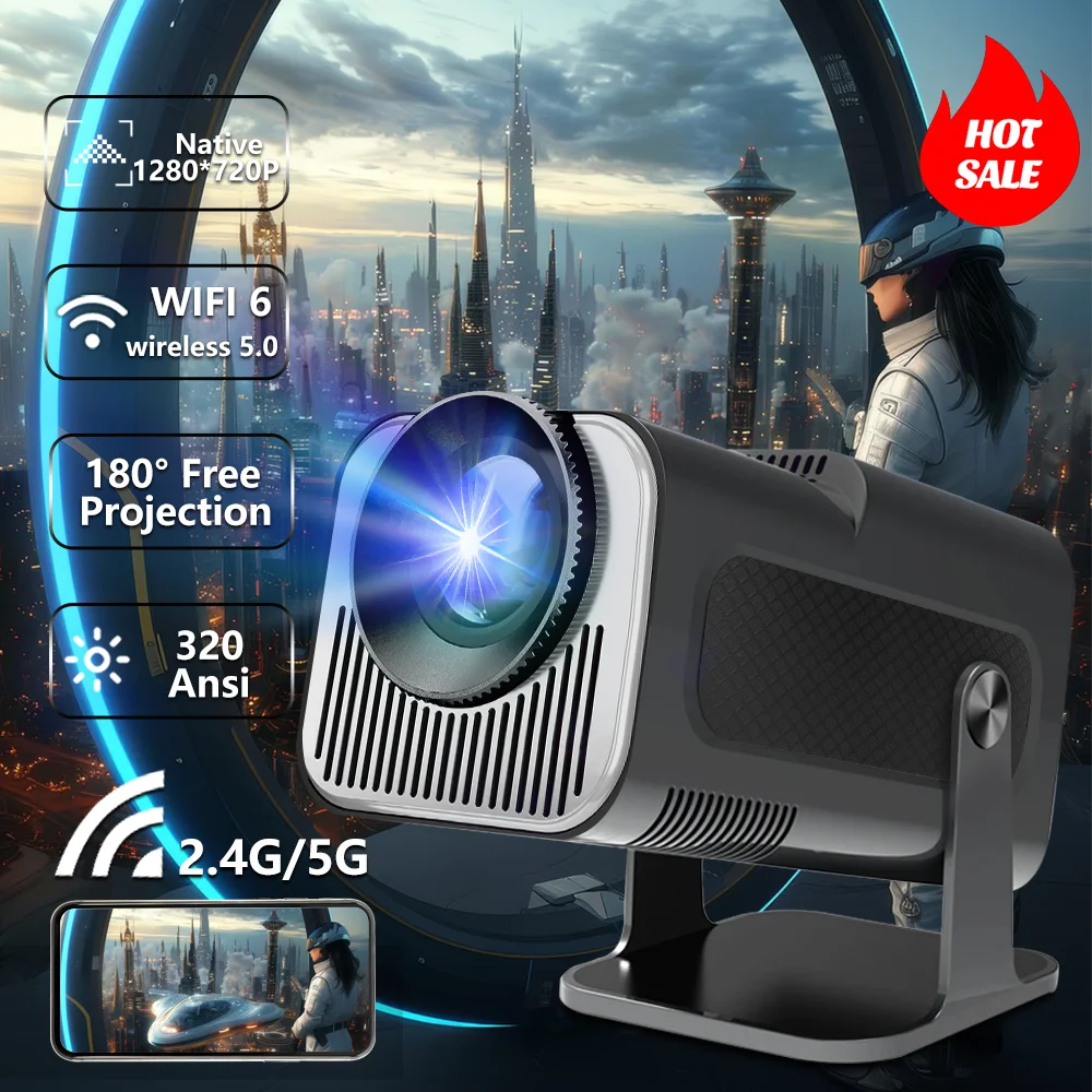 HY320Mini proyector Android11 Wifi6 320ANSI Allwinner H713 nativo 1280*720P BT5.0 proyector portátil inteligente para cine en casa y oficina - imagen 2