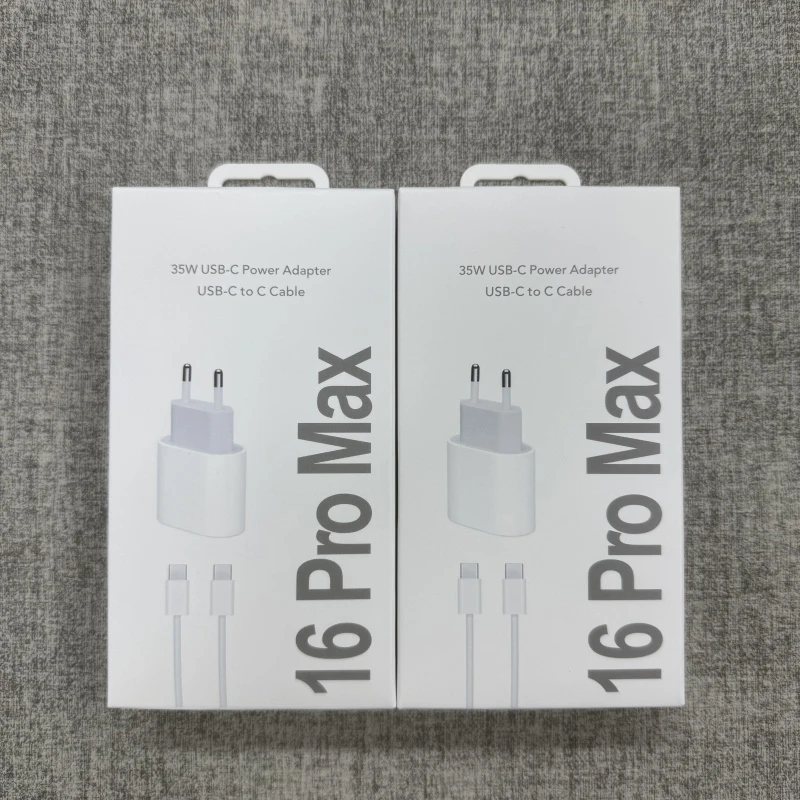 Cargador rápido PD de 35W para iPhone 16, 15, 14 Pro Max, adaptador de cargador de pared de alta velocidad, Cable tipo C, cargador de carga rápida con enchufe europeo