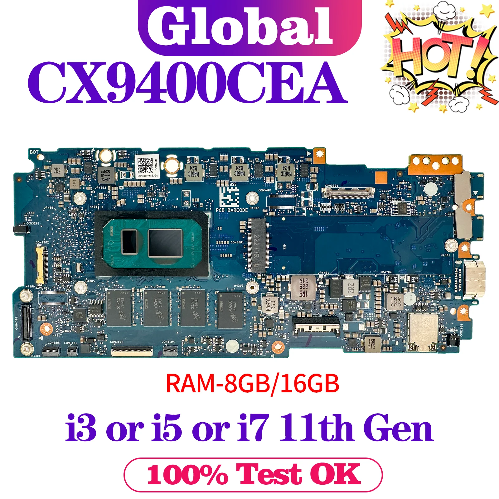 Placa base CX9400 para ASUS Chromebook CX9 CX9400CEA placa base para ordenador portátil i3 i5 i7 11. a generación 8GB/16GB-RAM - imagen 2