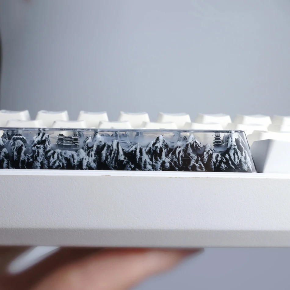 Teclas de teclado mecánico 6.25U, teclas de barra espacial de tinta de paisaje hechas a mano personalizadas, teclas de goteo de resina artesanal, regalo de cumpleaños - imagen 2