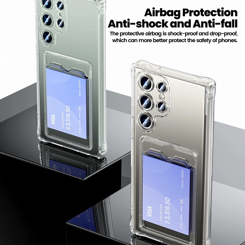 Toocki-funda de teléfono con soporte transparente para Samsung Galaxy S24 S23 S22 S21 Plus, billetera Ultra transparente de silicona a prueba de golpes - imagen 3