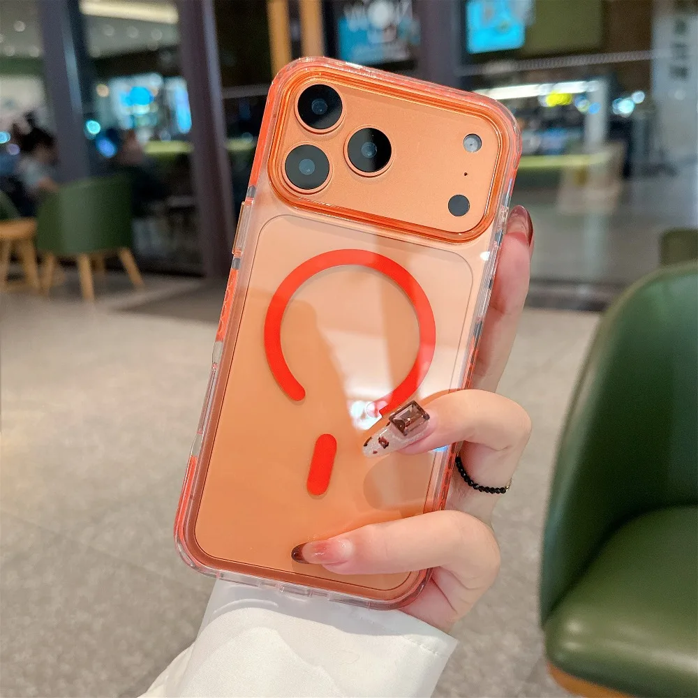 Funda de teléfono magnética transparente para iPhone 17 Pro Max 16 Plus 15 14 13 12 para Magsafe Clear PC + TPU cubierta protectora a prueba de golpes - imagen 5