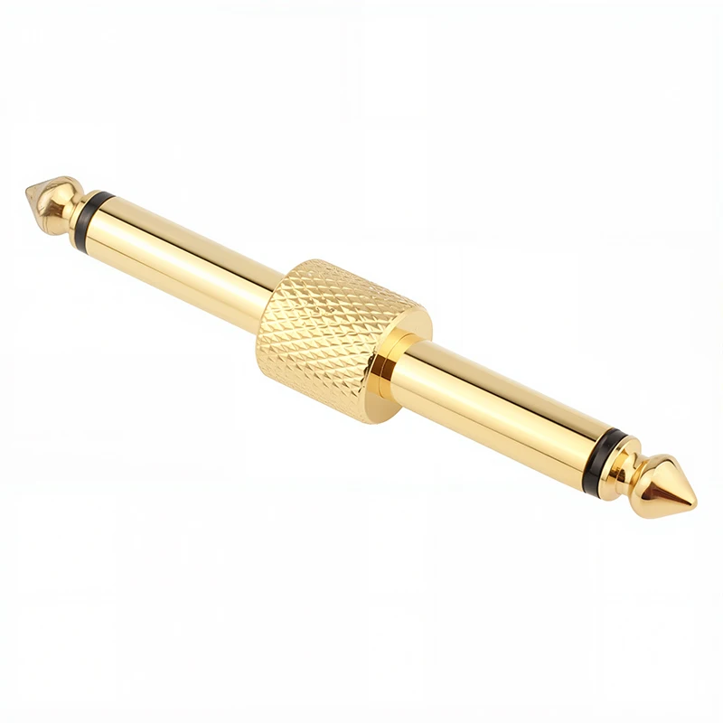 Acoplador de pedalera chapado en oro, enchufe de soldadura macho a macho de 6,35 mm para conectar pedales de efectos de guitarra sin cables - imagen 3