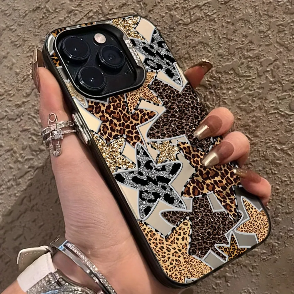 Funda de teléfono de Material IMD para Xiaomi Redmi Note 14, fundas Redmi Note 13 Pro Plus 12S 12 11 14C 13C, funda negra con estampado de leopardo y estrellas
