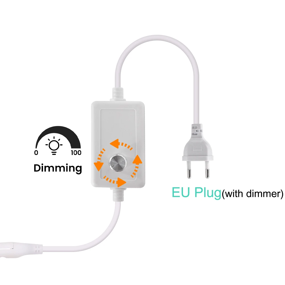 Cable de alimentación de CA 220V, enchufe europeo/enchufe británico con interruptor/regulador, enchufe de alimentación de CA para 288 LED/m, 220V, 3000K, 4000K, 6000K, tira de luz de neón COB - imagen 3