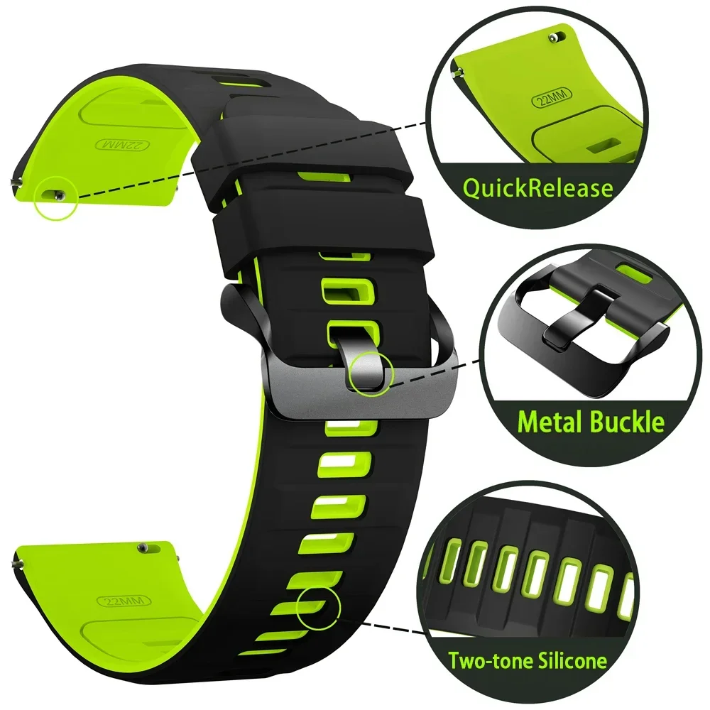 Correa de silicona para reloj Zeblaze Stratos 4 3 2 Ultra/Vibe 8 7 7Lite 7 Pro/Ares 3 Pro/Btalk 3 Plus/Beyond 3/GTR GTS 3 3 Pro, 22mm - imagen 2