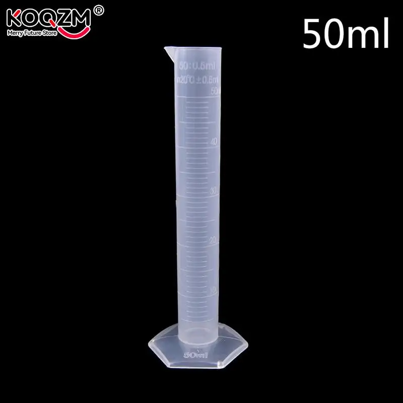 Cilindro de medición de plástico, herramientas graduadas, cilindro de laboratorio de química, suministros de laboratorio escolar, 50ml