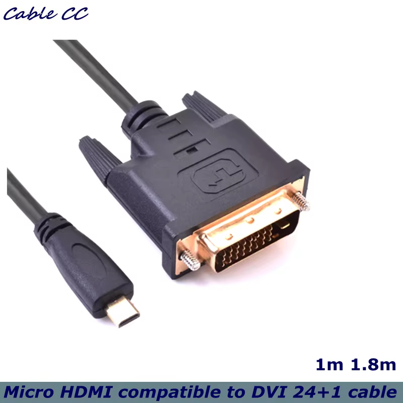 Cable Micro HDMI Compatible con DVI, fuerte resistencia a la abrasión, Cable DVI-D de 24 + 1 pines, para cámara de TV de pantalla plana de PC