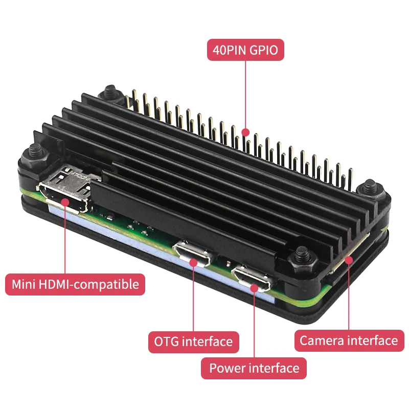 Raspberry Pi Zero 2 W Caja Aluminio Blindada Disipador Térmico Pasivo - imagen 3