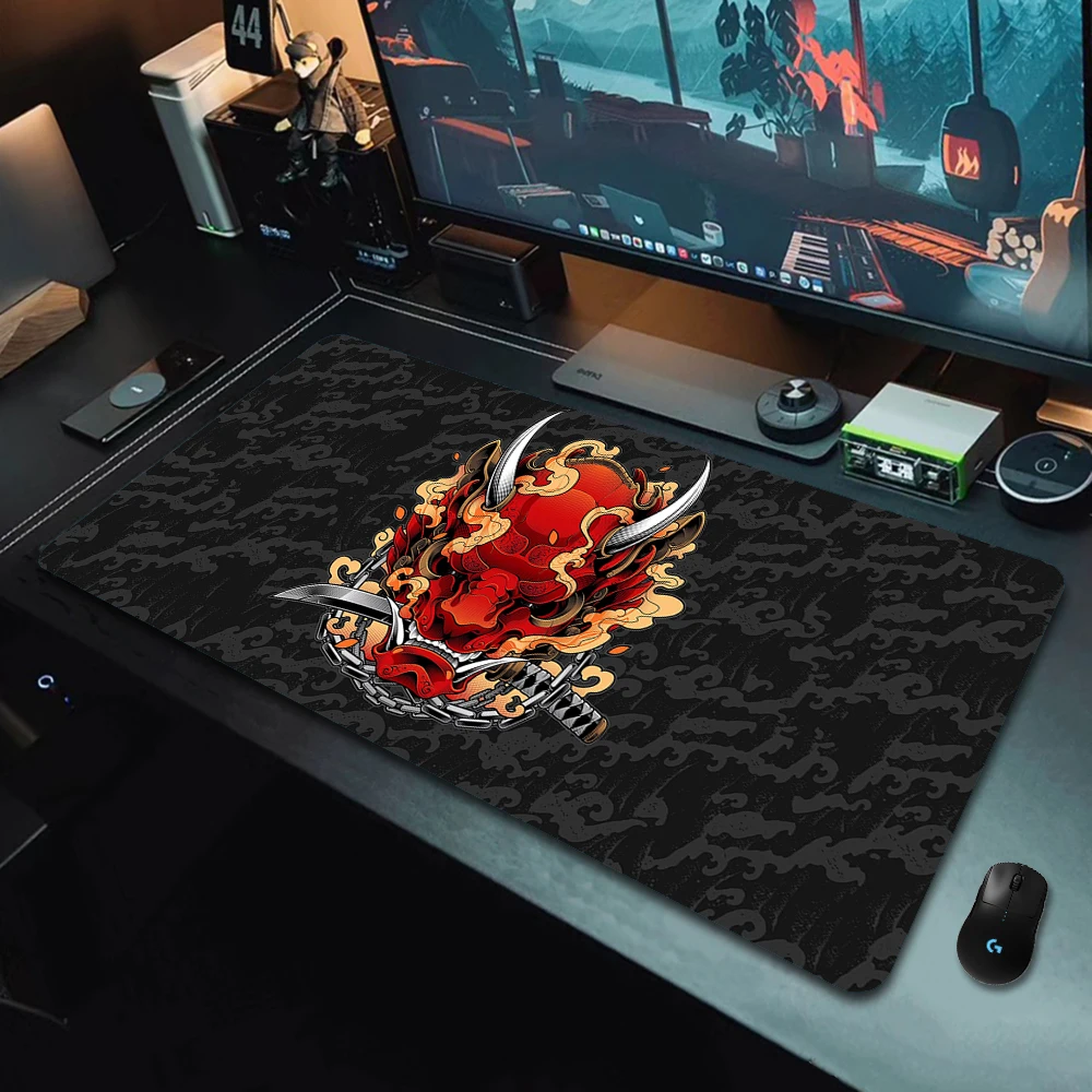 Oni-alfombrilla de ratón grande XXL para ordenador portátil, alfombrilla de ratón para Gaming de Japón, teclado con borde de bloqueo grande de 1000x500mm, alfombrilla de escritorio - imagen 3