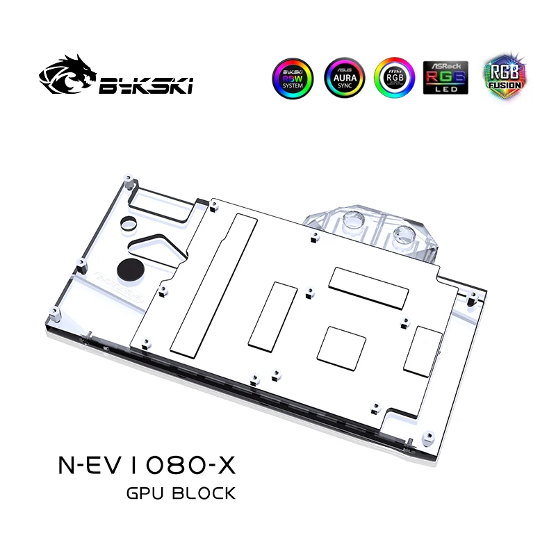 Bykski-bloque de agua para EVGA GTX1080/1070 FTW/GTX1070 Ti FTW Ultra GAMING/tarjeta gráfica de cubierta completa, bloque de radiador de cobre RGB - imagen 4
