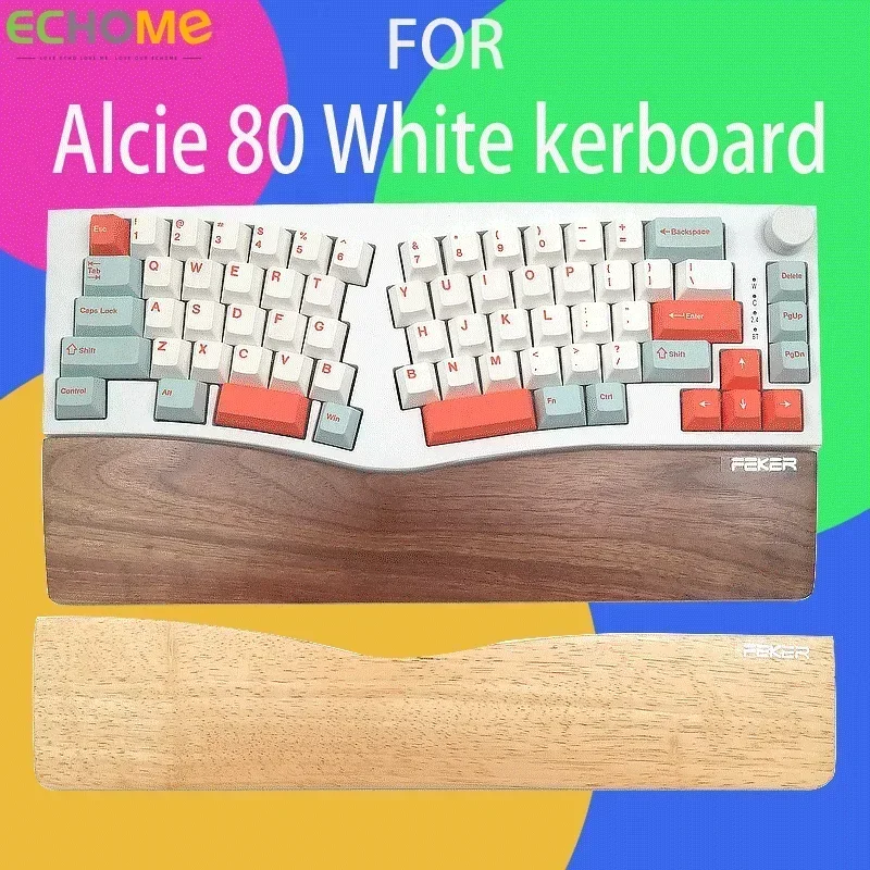 Reposamanos Alice 80 de nogal, reposamuñecas de madera personalizado, ergonómico, 80% teclas, teclado mecánico Alice, reposamanos, decoración para juegos - imagen 4