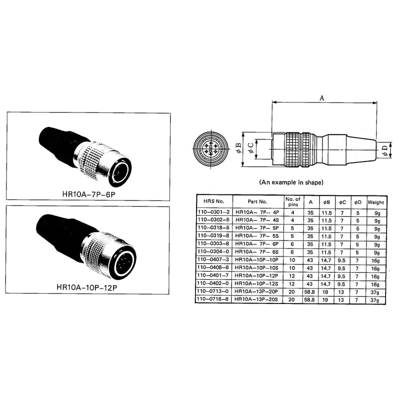 Conector de cámara Industrial con enchufe autoblocante HRS 4 6 7 10 12 pines Compatible con conector de aviación Hirose HR10A-7P-6S - imagen 5