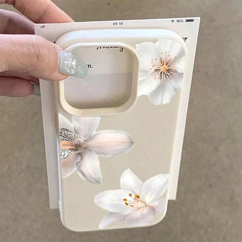 Funda de teléfono con flor de lirio blanco para iPhone 17 Pro Max 16 15 14 13 12 11 17 Air 15Pro 16 Plus X XS XR, funda trasera de TPU suave a prueba de golpes - imagen 2