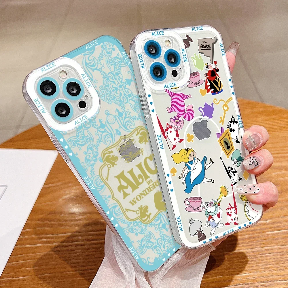 Alice in Wonderland Phone Case for iPhone 16 15 14 Plus 13 12 Mini 11 Pro Max X Xs XR 7 8 Border Print Transparent Soft Cover - imagen 5