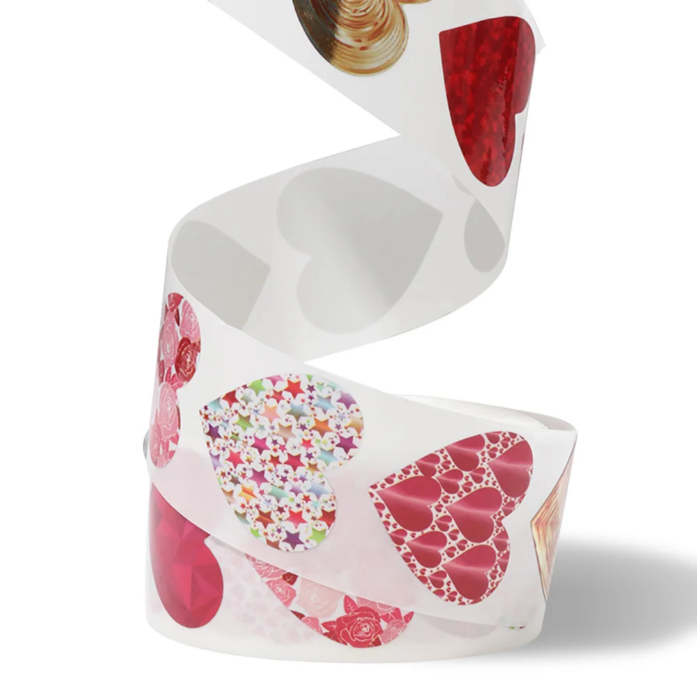500 Uds. Pegatinas decorativas de corazón de Color, pegatina del Día de San Valentín, sello de embalaje de regalo, decoración de invitación de fiesta, papel de etiqueta DIY - imagen 5