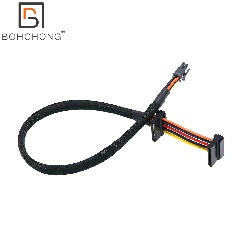 18AWG Núcleo de cobre 3,0 Mini 6P 6Pin a doble SATA SSD Cable de alimentación disco duro SATA de ángulo recto para PC caja de ordenador