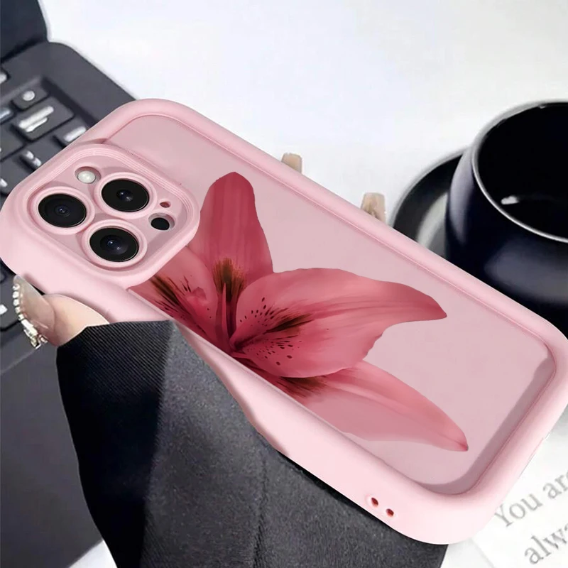 Funda de teléfono mate de silicona con estampado de flores de lirio para iPhone 16 15 14 13 12 11 Pro Max XS XR X 7 8 15 16 Plus 16E SE2 cubierta a prueba de golpes - imagen 3