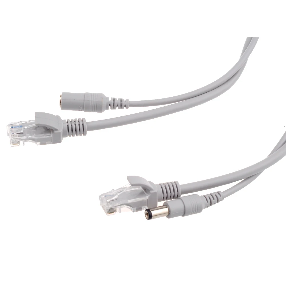 Cable Ethernet CAT5/CAT-5e gris opcional de 5M/10M/15M/20M/30M RJ45 + Cable Lan de red CCTV de alimentación CC para cámaras IP de sistema - imagen 3